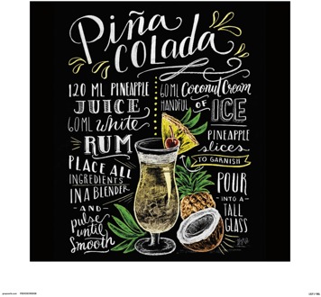 Kunstdruk Lily and Val - Pina Colada 30x30cm Divers - 30x30 cm