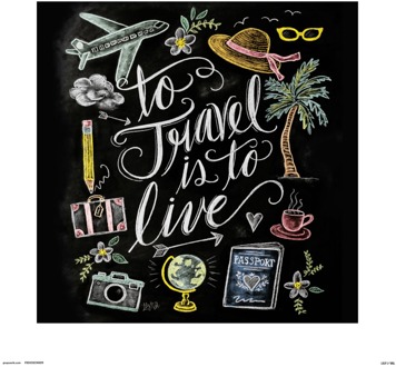 Kunstdruk Lily and Val - To Trave is To Live 30x30cm Divers - 30x30 cm