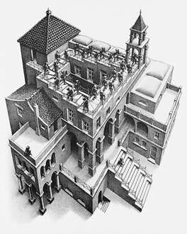 Kunstdruk M. C. Escher - Treppauf und Treppab 55x65cm Divers - 55x65 cm