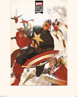 Kunstdruk Marvel - 80 Years Avengers - 30x40cm Divers - 30x40 cm