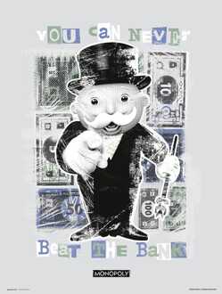 Kunstdruk Monopoly - You Can Never Beat The Bank 30x40cm Divers - 30x40 cm