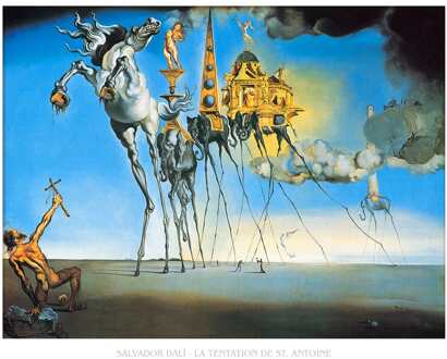Kunstdruk Salvador Dali - La tentation de St. Antoine 80x60cm Divers - 80x60 cm