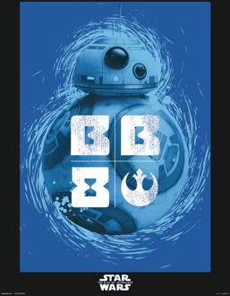 Kunstdruk Star Wars Episode IX BB 8 Blue 30x40cm Divers - 30x40 cm