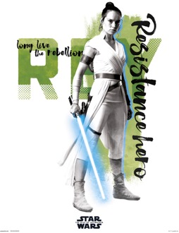 Kunstdruk Star Wars - Episode IX Rey Resistance Hero 30x40cm Divers - 30x40 cm
