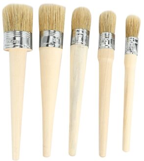 Kunstenaar Borstel 20/25/30/40/50Mm Hoofd Diameter Ronde Haren Krijt Trekken Verf schilderen Wax Houten Handvat Borstel