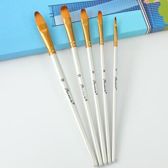 Kunstenaar Verf Borstel Set 5 Stuks Nylon Haar Houten Zwart Handvat Aquarel Acryl Olie Borstel Schilderen Kunst Levert doorzichtig