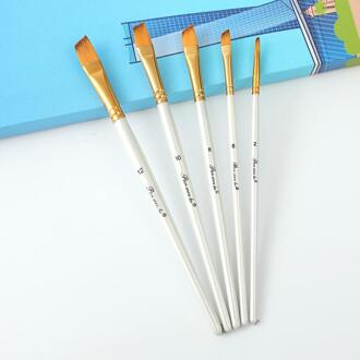 Kunstenaar Verf Borstel Set 5 Stuks Nylon Haar Houten Zwart Handvat Aquarel Acryl Olie Borstel Schilderen Kunst Levert Roze