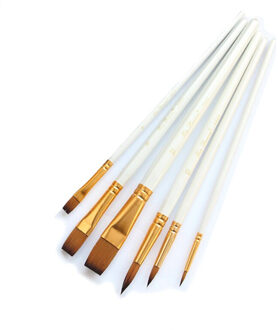 Kunstenaar Verf Borstel Tekening Borstels Tekening Art Leveranties Acryl Aquarel Pen 6 Stuks Haak Lijn Nylon Haar Houten Handvat wit