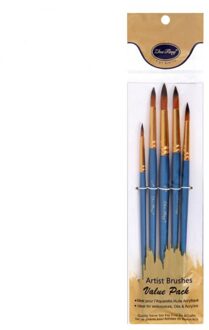 Kunstenaar Verf Nylon Borstel Ronde Set 5Pcs Hout Zwart Handvat Aquarel Acryl Olie Borstel Schilderen Art levert
