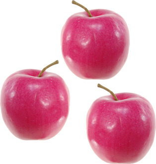 Kunstfruit decofruit - 3x - appel/appels - ongeveer 8 cm - rood