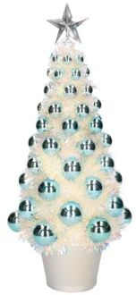 Kunstkerstboom compleet met lichtjes en ballen blauw 40 cm - Kunstkerstboom