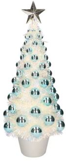 Kunstkerstboom compleet met lichtjes en ballen blauw 50 cm - Kunstkerstboom