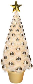Kunstkerstboom compleet met lichtjes en ballen goud 50 cm - Kunstkerstboom Goudkleurig