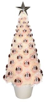 Kunstkerstboom compleet met lichtjes en ballen zalmroze 50 cm - Kunstkerstboom