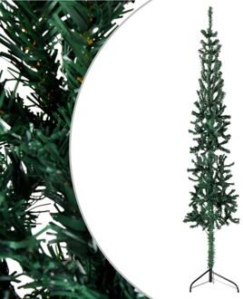 Kunstkerstboom half met standaard smal 120 cm groen