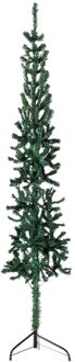 Kunstkerstboom half met standaard smal 210 cm groen