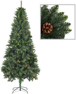 Kunstkerstboom met dennenappels 210 cm groen