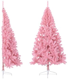 Kunstkerstboom met standaard half 210 cm PVC roze