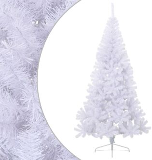 Kunstkerstboom met standaard half 210 cm PVC wit