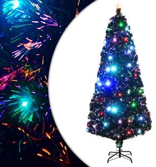 Kunstkerstboom met standaard/LED 210 cm glasvezel Groen