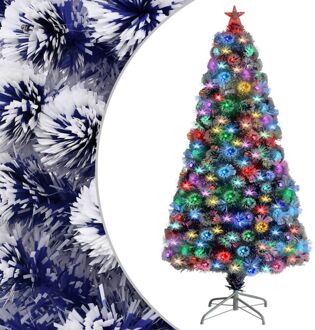 Kunstkerstboom met verlichting 120 cm glasvezel wit en blauw