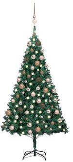 Kunstkerstboom met verlichting en kerstballen 150 cm PVC groen