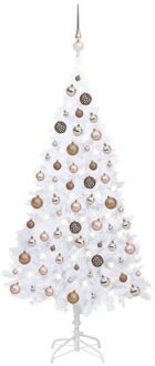 Kunstkerstboom met verlichting en kerstballen 150 cm PVC wit