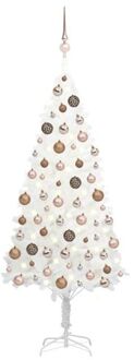 Kunstkerstboom met verlichting en kerstballen 180 cm wit