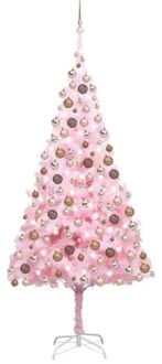 Kunstkerstboom met verlichting en kerstballen 240 cm PVC roze