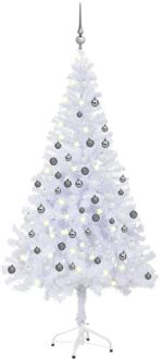 Kunstkerstboom met verlichting en kerstballen 620 takken 180 cm Wit