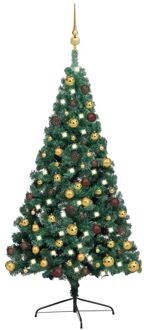 Kunstkerstboom met verlichting en kerstballen half 240 cm groen