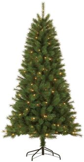 Kunstkerstboom met Verlichting - Kerstboom 215 CM - Kunstboom met LED Groen