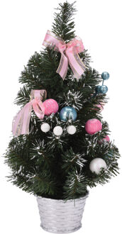 Kunstkerstboom - mini - inclusief versiering - kerstboom - 40 cm - Kunstkerstboom Groen