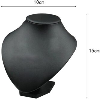 Kunstleer Houten Ketting Display Bust Stand Hangers Mannequin Sieraden Houder Voor Kettingen Ketting Choker Hanger Zwart 15x10cm