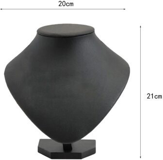 Kunstleer Houten Ketting Display Bust Stand Hangers Mannequin Sieraden Houder Voor Kettingen Ketting Choker Hanger Zwart 21x20cm