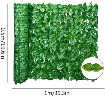 Kunstmatige Blad Hek Screening Roll Uv Vervagen Bescherming Privacy Hedging Muur Landschapsarchitectuur Hek Balkon Screen Tuin Decoratie 0.5x1m groen leaf