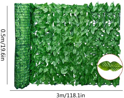 Kunstmatige Blad Hek Screening Roll Uv Vervagen Bescherming Privacy Hedging Muur Landschapsarchitectuur Hek Balkon Screen Tuin Decoratie 0.5x3m groen leaf