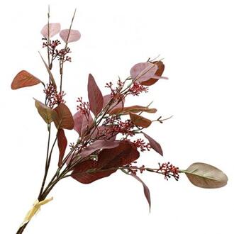Kunstmatige Bladeren Tak Retro Groene Zijde Eucalyptus Blad Voor Home Decor Bruiloft Planten Faux Stof Gebladerte Kamer Decoratie Rood