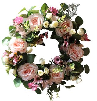 Kunstmatige Bloemen Krans Kunstmatige Deur Krans Romantische Rose Simulatie Garland Voor Wedding Party Muur Opknoping Decoratie stijl 1