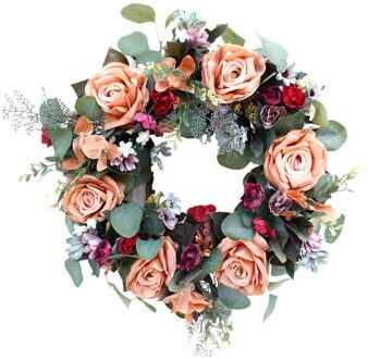 Kunstmatige Bloemen Krans Kunstmatige Deur Krans Romantische Rose Simulatie Garland Voor Wedding Party Muur Opknoping Decoratie stijl 4