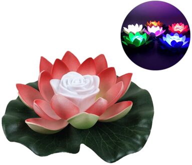 Kunstmatige Drijvende Lotus Nachtlampje Led Lotus Lamp Spaarlamp Voor Garden Pool Vijver Fontein Tuin Decor Tuin Gereedschap rood