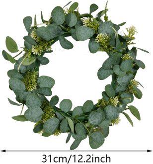 Kunstmatige Groene Eucalyptus Bladeren Krans Decor Deur Opknoping Garland Ornament Simulatie Leaf Krans Decor Voor Deur Muur Raam