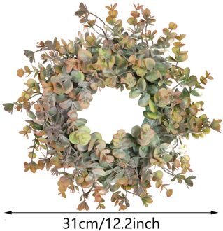 Kunstmatige Groene Eucalyptus Bladeren Krans Decor Deur Opknoping Garland Ornament Simulatie Leaf Krans Decor Voor Deur Muur Raam