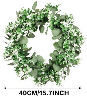Kunstmatige Groene Eucalyptus Bladeren Krans Decor Deur Opknoping Garland Ornament Simulatie Leaf Krans Decor Voor Deur Muur Raam