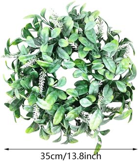 Kunstmatige Groene Eucalyptus Bladeren Krans Decor Deur Opknoping Garland Ornament Simulatie Leaf Krans Decor Voor Deur Muur Raam