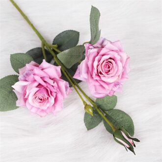 Kunstmatige Hoge Heldere Voelen Rose Simulatie Bloem Bruiloft Arrangement Nep Bloem Roos Woninginrichting Decoratie paars