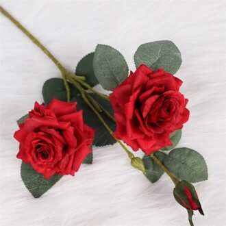 Kunstmatige Hoge Heldere Voelen Rose Simulatie Bloem Bruiloft Arrangement Nep Bloem Roos Woninginrichting Decoratie rood