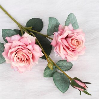 Kunstmatige Hoge Heldere Voelen Rose Simulatie Bloem Bruiloft Arrangement Nep Bloem Roos Woninginrichting Decoratie roze