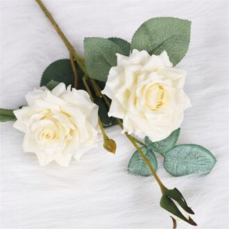 Kunstmatige Hoge Heldere Voelen Rose Simulatie Bloem Bruiloft Arrangement Nep Bloem Roos Woninginrichting Decoratie wit