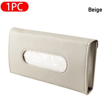 Kunstmatige Lederen Auto Tissue Doos Zwart Universele Zonneklep Tissue Houder Opknoping Achterbank Servet Case Auto Interieur Accessoires Beige